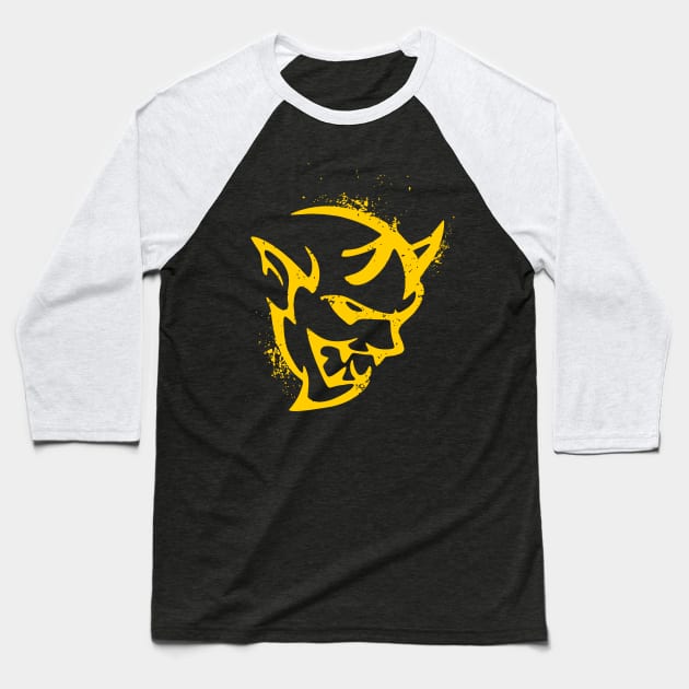 demon yellow crack Baseball T-Shirt by creator pintar